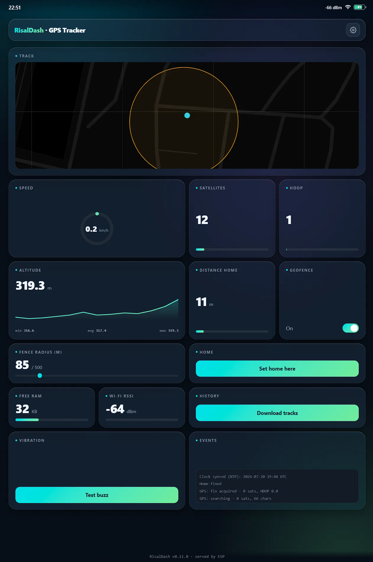ESP32 / ESP8266 GPS Tracker with a self-hosted web dashboard