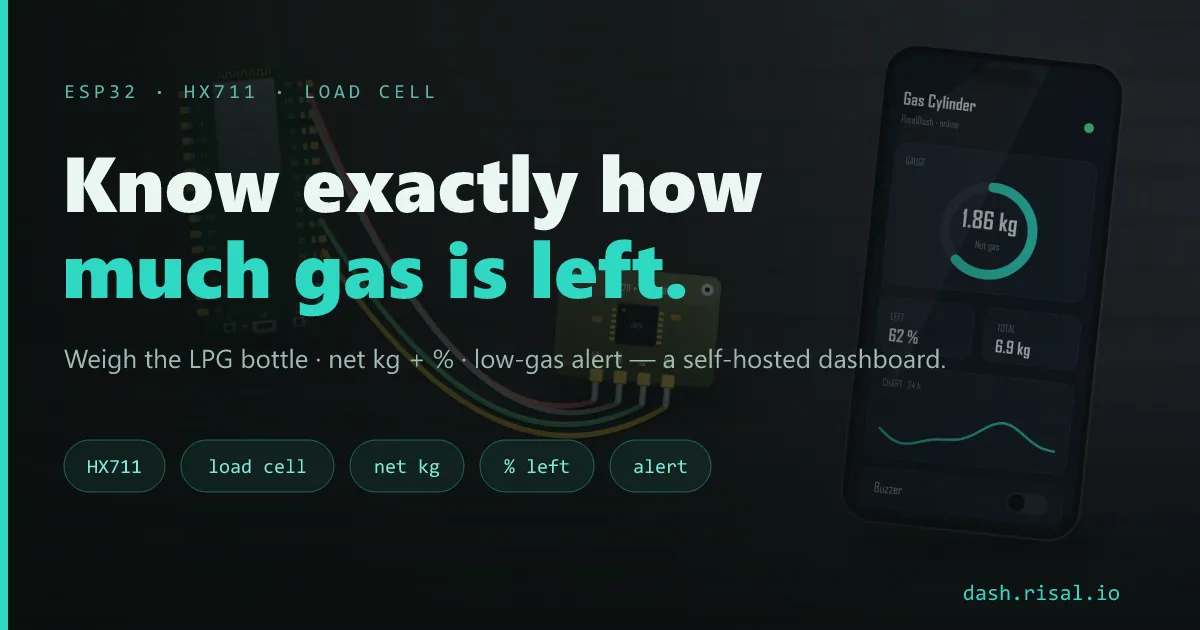ESP32 smart gas cylinder monitor — weigh the LPG bottle with HX711 & load cell