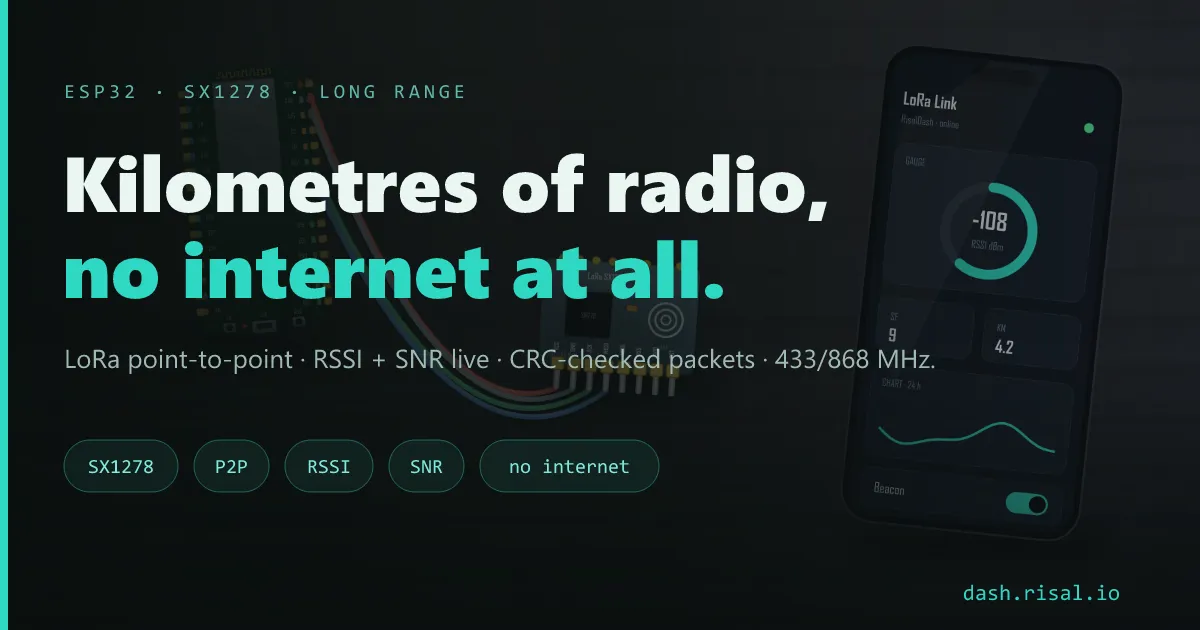 ESP32 LoRa point-to-point — kilometres of range with SX1278, RSSI/SNR live