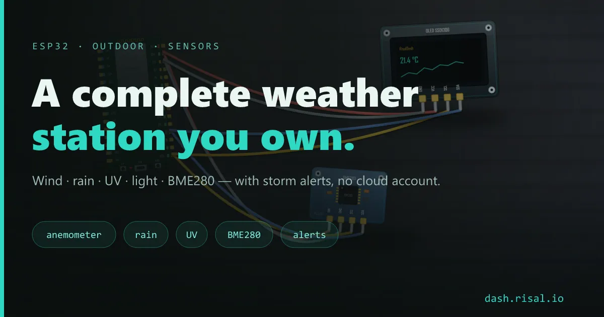 ESP32 weather station — BME280, rain, anemometer, UV & light with alerts